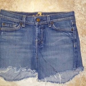 7 For All Mankind "Dojo" frayed hem cut-off shorts